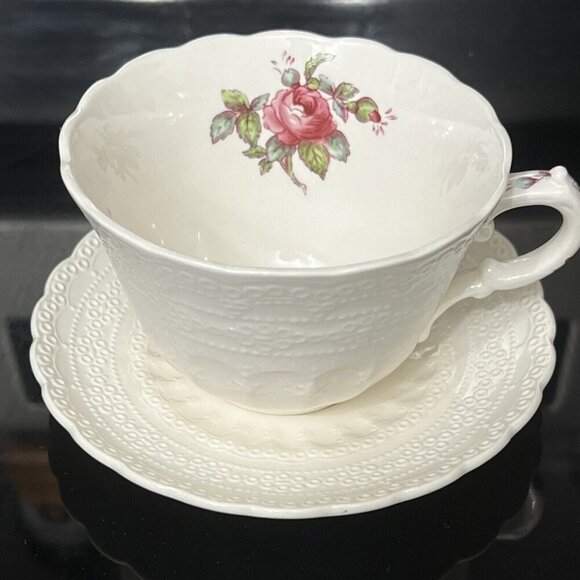 Spode Copeland Other - Antique Spode's Jewel Copeland - Billingsley Rose Pink Teacup & Saucer Set